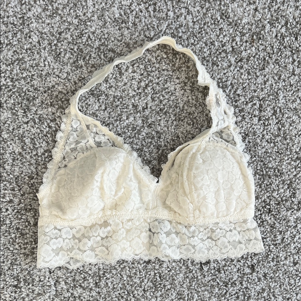 Aerie Lace Halter Bralette in Cream